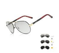 KINGSEVEN Occhiali da sole polarizzati classici per uomini donne retrò alluminio magnesio occhiali da sole NK725, gold, L