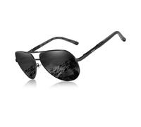 KINGSEVEN Occhiali da Sole Polarizzati Militari Classici da Aviatore per Uomo, Blocco UV Stile Retrò Vintage K725 (Grigio/Nero)
