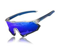 KINGSEVEN Occhiali da sole polarizzati per uomo e donna, occhiali da sole sportivi con protezione UV400 per guida, pesca, ciclismo, A3, Lenti trasparenti Black Frame Dark Blue Temple-Dark Blue
