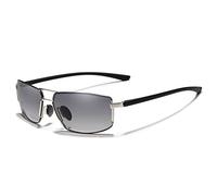 KINGSEVEN Occhiali da Sole Polarizzati Retrò Alla Moda da Uomo Aste con Memoria Ultraleggera 7128 (Argento Grigio)