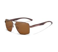 KINGSEVEN Pilot 7719 - Occhiali da sole polarizzati quadrati da uomo, protezione UV400, lenti a specchio, stile vintage retrò, Marrone