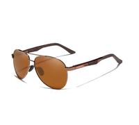 KINGSEVEN Pilot Occhiali da sole polarizzati da uomo in alluminio magnesio occhiali vintage UV400 Protection7720-3, Marrone