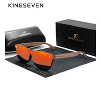 KINGSEVEN Polarizzante Occhiali da Sole Legno Noce a Specchio Design Uomo Donna