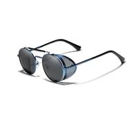KINGSEVEN Vero Retro Rotondo Steampunk Occhiali Da Sole Uomini Retro Donne Occhiali Da Sole Occhiali Da Sole Vintage Occhiali Da Viaggio Gafas De Sol 7550, blu/grigio, 59