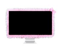 Kingshion Copertura per monitor del computer da 32"-38" con bella tasca elastica per penna, decorazione per schermo LCD e TV, decorazione antipolvere, in tessuto di pizzo, colore: rosa