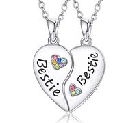 KINGSIN Collana con ciondolo per sorelle, per 2 sorelle maggiori, sorelle più piccole, migliori amiche e amiche, gioielli di compleanno per ragazze e donne, Metallo, Zirconia cubica