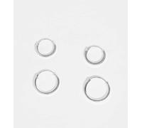Kingsley Ryan - Confezione da 2 paia di orecchini a cerchio in argento sterling No Size