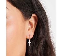 Kingsley Ryan - Orecchini a cerchio in argento sterling con charm a forma di croce No Size