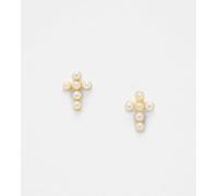 Kingsley Ryan - Orecchini placcati oro con perle sintetiche a forma di croce No Size