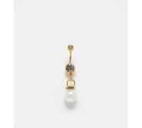 Kingsley Ryan - Piercing per l'ombelico in acciaio placcato oro con cristallo e perla-Argento No Size