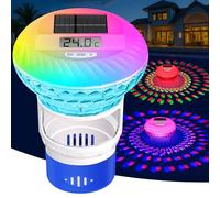 KingSom Dispenser Cloro Piscina con Termometro Digitale,Dispenser Galleggiante di Clore con Luci Colorate,Pulsante di Controllo Dosatore Cloro Piscina,Sblocco Regolabile Galleggiante Dosatore Piscina