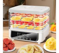 KingSom Essiccatore Alimentare, Essiccatore Frutta e Verdura con 5 Vassoi Regolabili in Altezza, Timer 72H e Temperatura 35-70°C, Disidratatore Alimentare Display a LED per Jerky, Carne, Senza BPA