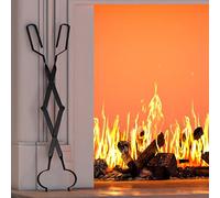 Kingson Arco design strumenti per camino, 66 cm, pinze per legna da ardere con ferro battuto fatto a mano, per camini interni/esterni, falò, nero