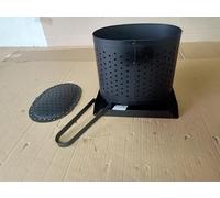 Kingson Cestino a pellet per camino e stufa, vassoio multifunzione per pellet di legno, trucioli e carbone, bruciatore in acciaio con posacenere, piastra di base e pinze, 24 x 17 x 22 cm