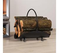 Kingson Cestino porta legna nero - 48 x 34 x 37 cm - soluzione moderna per la conservazione della legna