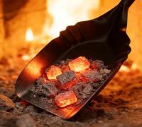 Kingson Grande pala da camino - 40,5 x 12,7 cm - robusta paletta per carbone e cenere, in acciaio nero con design resistente alle fuoriuscite