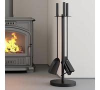 Kingson Il set di attrezzi per camino include spazzola, pala e attizzatoio diametro 17,5 x 59,5 cm, accessori durevoli per bruciatore a legna e set di accessori per caminetto, nero