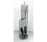 Kingson Moderno set di 5 accessori per caminetto, manici e supporto in acciaio inox, include spazzola, attizzatoio, pinze, pala, attrezzi in ferro, set di attrezzi per camino per stufa a legna, stufa