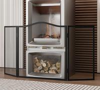 Kingson Parafuoco a 3 pannelli, extra largo, in ferro battuto nero, parascintille per camino, pieghevole, 102 x 54 cm, resistente al calore, sicuro per bambini e animali domestici