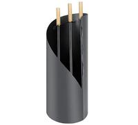 Kingson Set di accessori per camino, 3 pezzi, moderno set di attrezzi per caminetto, con spazzola, pala e attizzatoio, supporto rotondo da pavimento, altezza 52,5 cm, manico in legno