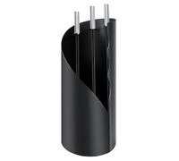 Kingson Set di accessori per camino, 3 pezzi, moderno set di attrezzi per caminetto, con spazzola, pala e attizzatoio, supporto rotondo da pavimento, altezza 52,5 cm, manico in acciaio inox