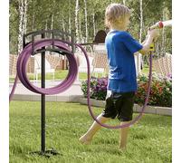 Kingson Supporto per tubo da giardino in metallo resistente, supporto rimovibile e autoportante con 4 punti di ancoraggio, nero (uso esterno)