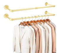 KINGSOW 2 aste appendiabiti dorate: tubo industriale a parete, 92 cm, per spogliatoio, boutique, espositori entro il 2025