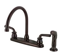 Kingston Brass KB725RXLSP Restauro 8-Inch Centerset Rubinetto Cucina con Spruzzatore Laterale, Olio Lucidato Bronzo