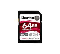 Kingston Canvas React Plus 64GB SDXC Speicherkarte UHS-II 300R/260W U3 V90 for Full HD/4K/8K - SDR2/64GB