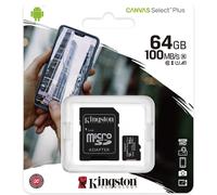 Kingston Technology Canvas Select Scheda micSDXC Plus 100R A1 C10 da 64GB + adattatore