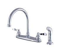 Kingston FB791NFLSP NuWave Francese - Rubinetto centrale da cucina con spruzzatore, 20 cm in ottone cromato lucido