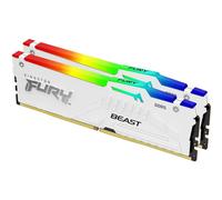 Kingston FURY Beast Bianco RGB 64GB (2x32GB) 6400MT/s DDR5 CL32 DIMM Memoria Gaming per Computer Fissi Kit da 2 Intel XMP - KF564C32BWAK2-64