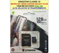 KINGSTON MICRO SD 16GB 32 GB 64 GB 128GB CLASS 10 MICROSD SCHEDA MEMORIA CANAVAS