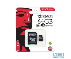KINGSTON MICRO SD 64GB CLASSE 10 SCHEDA MEMORIA APPLE IPHONE CANVAS SELECT