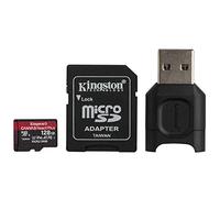 Kingston MLPMR2/128GB Schede microSD, 128GB microSDXC React Plus SDCR2, Con Adattatore SD e MLPM Lettori Media