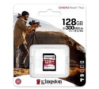 Kingston Technology 128GB Canvas React Plus SDXC UHS-II 300R/260W U3 V90 for Full HD/4K/8K