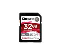 Kingston Technology 32GB Canvas React Plus SDHC UHS-II 300R/260W U3 V90 for Full HD/4K/8K
