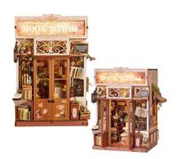 KingStora Kit 3D in miniatura per libreria, diorama fai da te con porte apribili, squisito modello di micro scena per la decorazione della libreria (casa dei libri antichi)