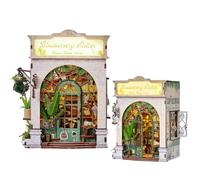 KingStora Kit 3D in miniatura per libreria, diorama fai da te con porte apribili, squisito modello di micro scena per decorazione libreria (città floreale bianca)