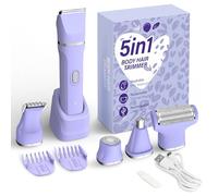 KINGTEE Rasoio elettrico 5 in 1 per bikini da donna, rasoio impermeabile IPX7, rasoio senza fili per corpo e viso per donne, lame in ceramica, ricaricabile USB-C, kit di rimozione dei peli indolore