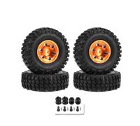 KingVal 4 pneumatici Beadlock 1.0 con mozzo esagonale da 7 mm con adattatore di estensione compatibili con Axial SCX24 Deadbolt C10 JLU B-17 Betty Gladiator Ford Bronco 1/24 RC Crawler Car (arancione