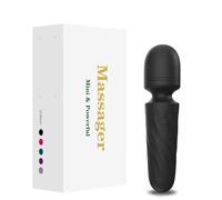 KINGWAND Mini massaggiatore bacchetta impermeabile, 10 vibrazioni (nero)