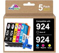 KINGWAY Cartucce 924 Compatibili con HP 924 per OfficeJet Pro 8122e 8130e 8124e 8125e 8132e 8134e 8135e 8138e 8139e 8123e 8133e (5 Pack, Senza Chip)