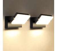 Kingwei 60W 2 Pezzi Applique da Parete Esterno 360° Regolabile 5000 Lumen Lampade da Esterno per Terrazza Garage Giardini, Nero Bianco Caldo 3000K,Applique da IP65 i efficienza energetica E]