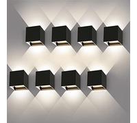Kingwei 8 Pezzi 12W Applique da Parete Esterno 4000K Applique Interno Led Bianco Neutro Lampada da Parete 1200LM con Angolo del Fascio Regolabile Applique IP65 Impermeabile (EU830GN)