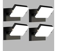 Kingwen 4 Pezzi 40W Applique Esterno Rotazione a 360°,Lampada Led Esterno Nero IP65 Impermeabile, 5500K Applique da Parete LED Moderna,Lampada da Parete Esterna in Alluminio