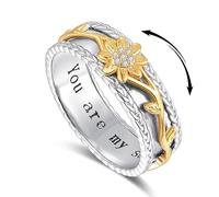 KINGWHYTE Anelli con margherita, in argento Sterling 925, con margherita, anti-stress, per compleanno, Natale, regalo per ragazze e donne, Argento sterling