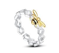 KINGWHYTE Anello a forma di ape, in argento Sterling 925, anello aperto, regolabile, per compleanno, regalo di Natale per donne, Argento sterling