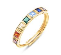 KINGWHYTE Anello chakra da donna, in argento Sterling 925, regolabile, gioielli curativi, regalo per mamma, figlia, amanti dello yoga, Argento sterling, Zirconia cubica