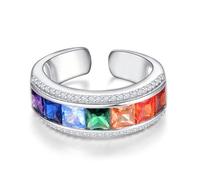 KINGWHYTE Anello chakra da donna, in argento Sterling, regolabile, per la guarigione, per mamma, figlia, amante dello yoga, Zirconia cubica